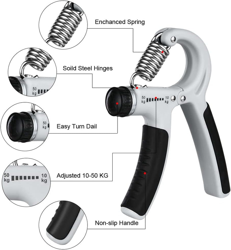 Charger l’image dans la visionneuse de galerie, Verstelbare handtrainer 10 tot 50 kg met antislip handgrepen voor hand- en onderarmtraining – griptrainer – knijpkracht - happygetfit.com

