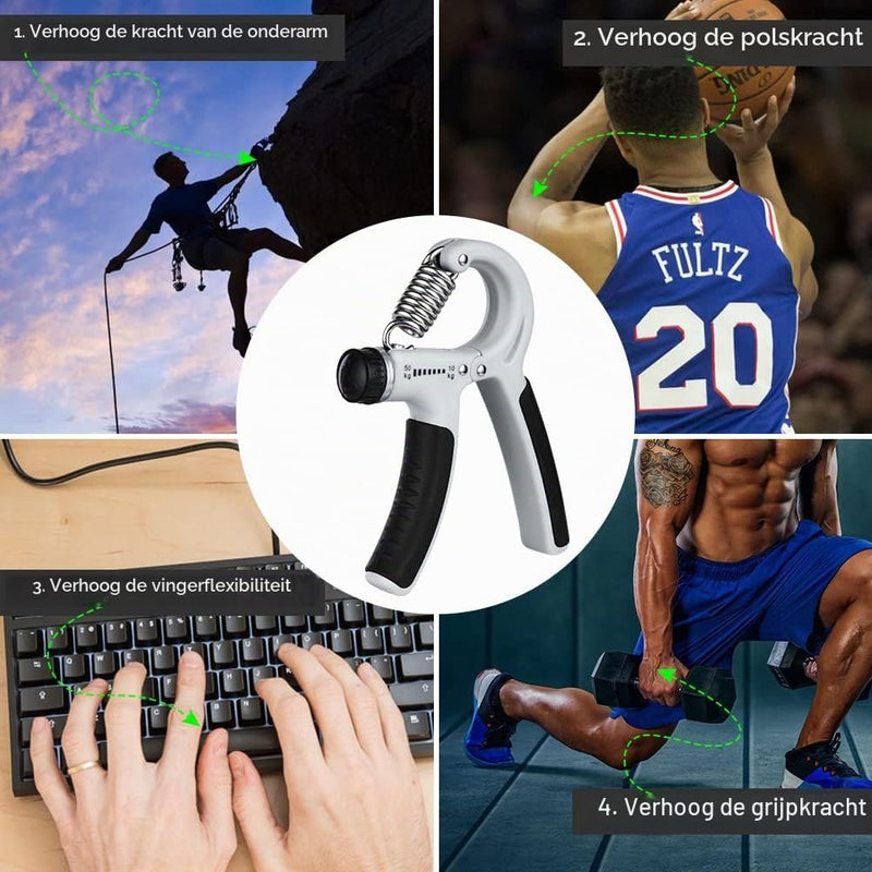 Charger l’image dans la visionneuse de galerie, Verstelbare handtrainer 10 tot 50 kg met antislip handgrepen voor hand- en onderarmtraining – griptrainer – knijpkracht - happygetfit.com
