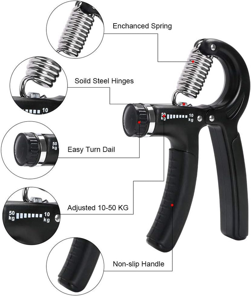 Charger l’image dans la visionneuse de galerie, Verstelbare handtrainer 10 tot 50 kg met antislip handgrepen voor hand- en onderarmtraining – griptrainer – knijpkracht - happygetfit.com
