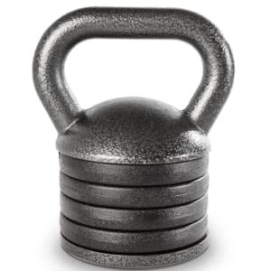 Laad afbeelding in Galerijviewer, Transformeer je thuisworkouts met onze verstelbare kettlebell gewichtenset, voorzien van een ronde handgreep en gestapelde gewichtsplaten op een platte basis voor lichte krachttraining en spieropbouw.
