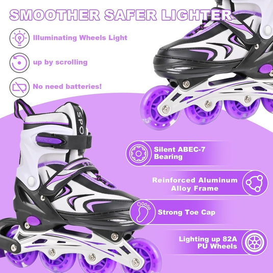 Verstelbare inline skates voor jongens en meisjes, kinderen, inline skates voor meisjes, jongens, jongeren, kleine kinderen, indoor en outdoor spelen - happygetfit.com