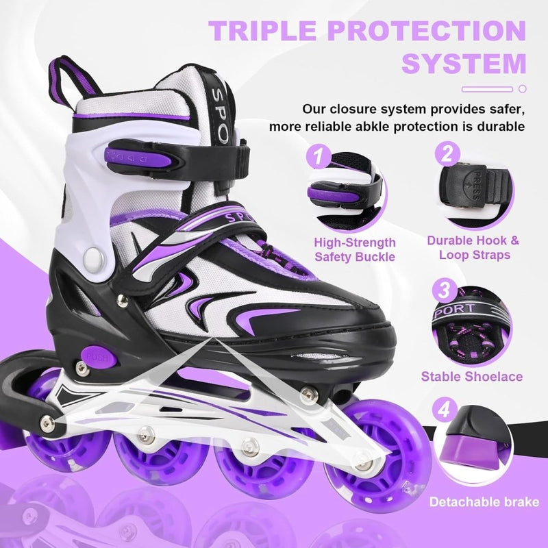 Laad afbeelding in Galerijviewer, Verstelbare inline skates voor jongens en meisjes, kinderen, inline skates voor meisjes, jongens, jongeren, kleine kinderen, indoor en outdoor spelen - happygetfit.com
