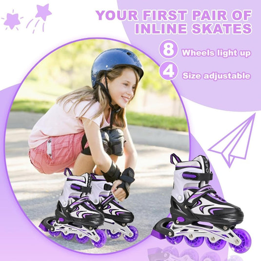 Verstelbare inline skates voor jongens en meisjes, kinderen, inline skates voor meisjes, jongens, jongeren, kleine kinderen, indoor en outdoor spelen - happygetfit.com