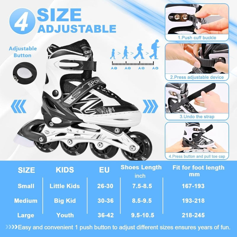 Laad afbeelding in Galerijviewer, Verstelbare inline skates voor jongens en meisjes, outdoor rolschaatsen voor meisjes en jongens - happygetfit.com
