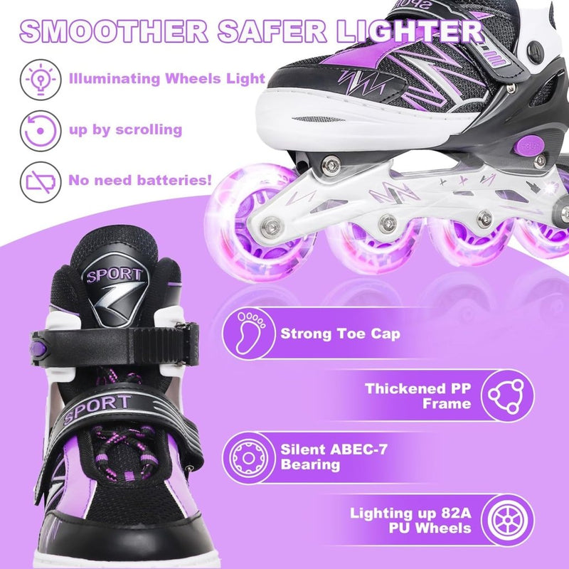 Laad afbeelding in Galerijviewer, Verstelbare inline skates voor jongens en meisjes, outdoor rolschaatsen voor meisjes en jongens - happygetfit.com
