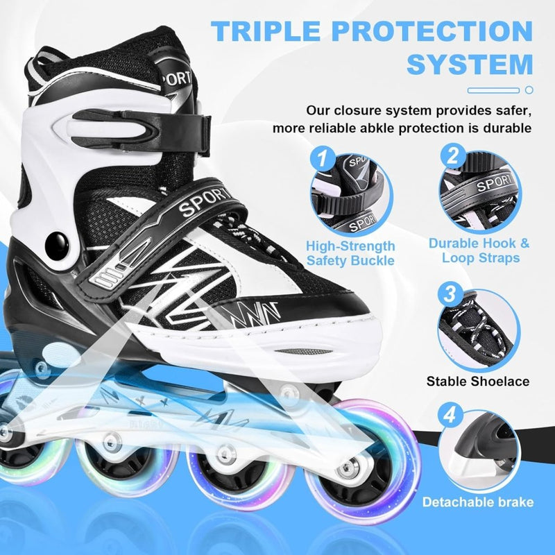Laad afbeelding in Galerijviewer, Verstelbare inline skates voor jongens en meisjes, outdoor rolschaatsen voor meisjes en jongens - happygetfit.com
