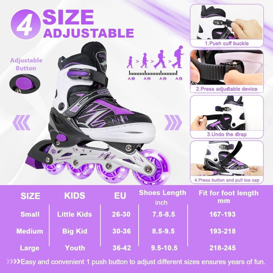 Verstelbare inline skates voor jongens en meisjes, outdoor rolschaatsen voor meisjes en jongens - happygetfit.com