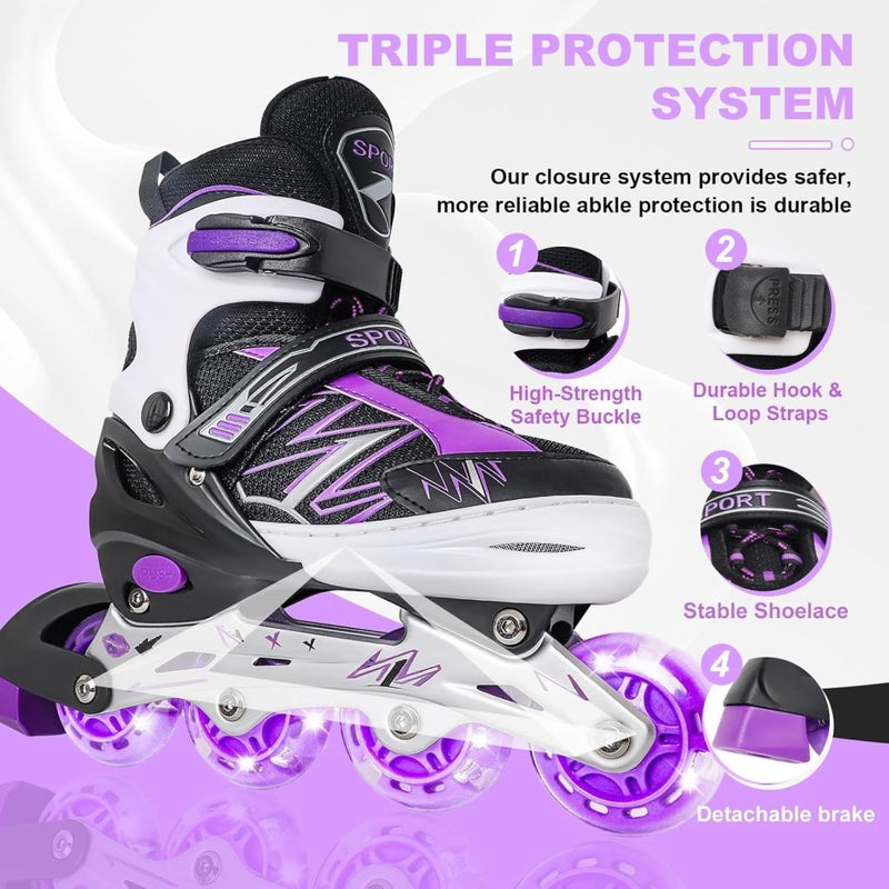 Laad afbeelding in Galerijviewer, Verstelbare inline skates voor jongens en meisjes, outdoor rolschaatsen voor meisjes en jongens - happygetfit.com
