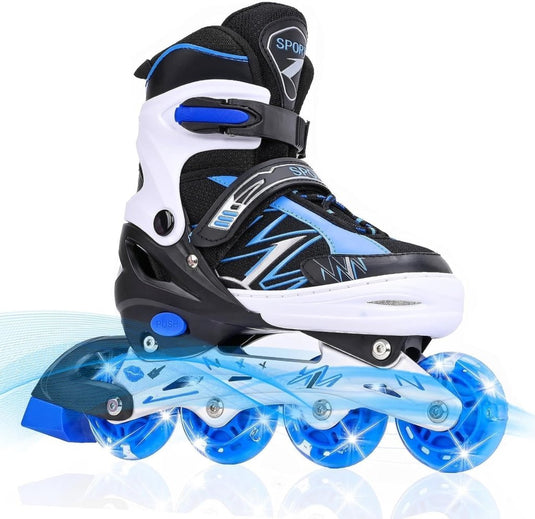 Verstelbare inline skates voor kinderen, jongens en meisjes, met verlichte wielen, verstelbare rolschaatsen voor beginners, kinderen, buiten en binnen spelen - happygetfit.com