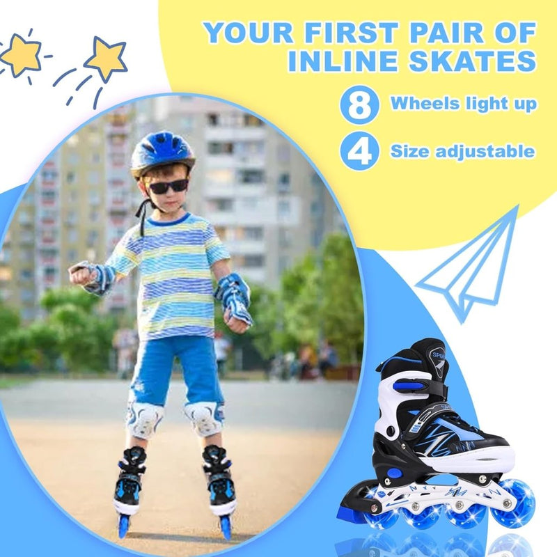 Laad afbeelding in Galerijviewer, Verstelbare inline skates voor kinderen, jongens en meisjes, met verlichte wielen, verstelbare rolschaatsen voor beginners, kinderen, buiten en binnen spelen - happygetfit.com

