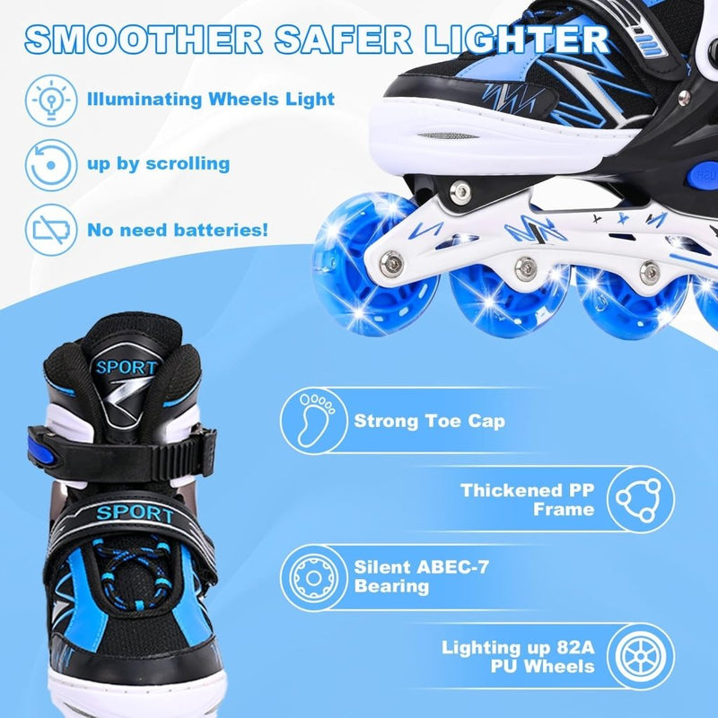 Laad afbeelding in Galerijviewer, Verstelbare inline skates voor kinderen, jongens en meisjes, met verlichte wielen, verstelbare rolschaatsen voor beginners, kinderen, buiten en binnen spelen - happygetfit.com
