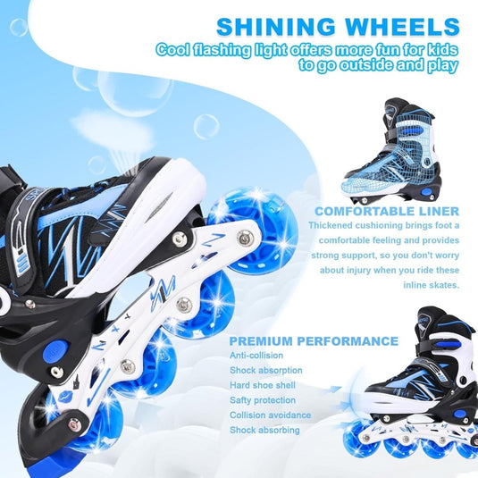 Verstelbare inline skates voor kinderen, jongens en meisjes, met verlichte wielen, verstelbare rolschaatsen voor beginners, kinderen, buiten en binnen spelen - happygetfit.com