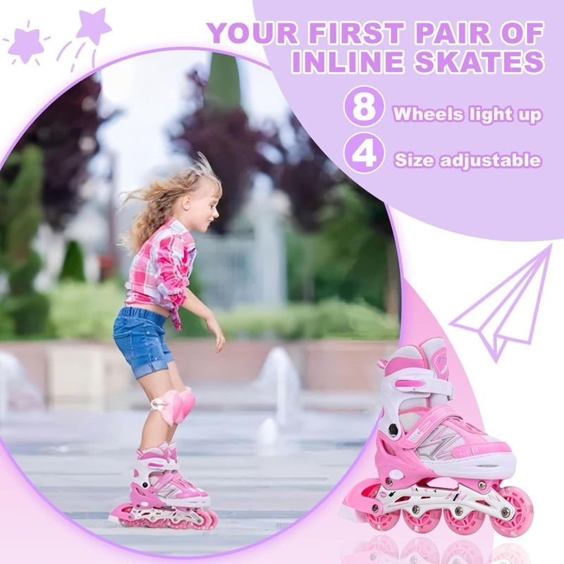 Laad afbeelding in Galerijviewer, Verstelbare inline skates voor kinderen, jongens en meisjes, met verlichte wielen, verstelbare rolschaatsen voor beginners, kinderen, buiten en binnen spelen - happygetfit.com
