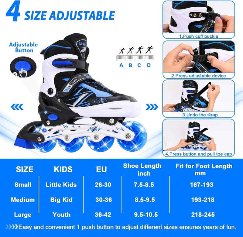 Laad afbeelding in Galerijviewer, Verstelbare inline skates voor kinderen, jongens en meisjes, met verlichte wielen, verstelbare rolschaatsen voor beginners, kinderen, buiten en binnen spelen - happygetfit.com
