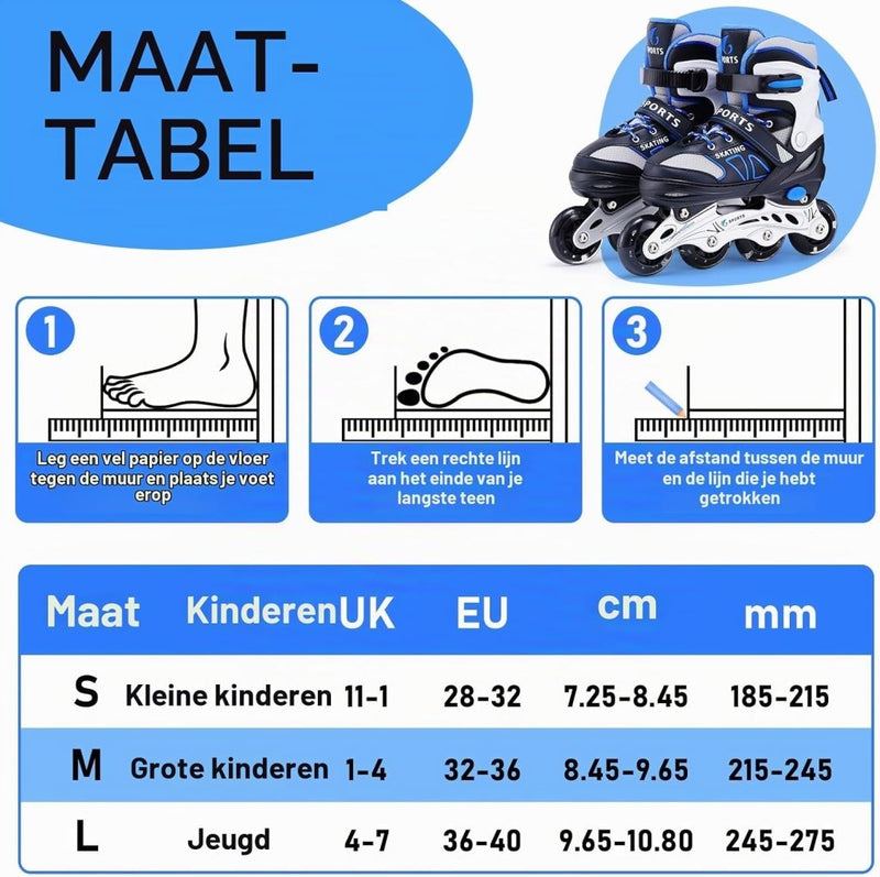 Laad afbeelding in Galerijviewer, Verstelbare inline skates voor kinderen maat 32-36 met lichtgevende wielen – beginners rolschaatsen blauw - happygetfit.com

