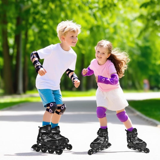 Verstelbare kinderen inline skates voor jongens en meisjes, 4-wielige Zwart en wit inline skates voor tieners en volwassenen met lichtgevende wielen voor sport - happygetfit.com