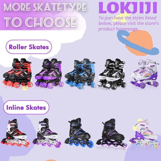 Verstelbare Kinderen inline skates voor Meisjes Beginners, Regenboog inline skates voor Kinderen en Tieners voor binnen en buiten sport Paars Regenboog - happygetfit.com