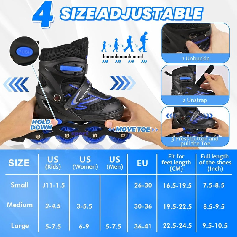 Laad afbeelding in Galerijviewer, Verstelbare Kinderen inline skates voor Meisjes Jongens Beginners, Inline skates voor Kinderen en Tieners met lichtgevende wielen voor binnen en buiten Sport Paars &amp; Blauw - happygetfit.com
