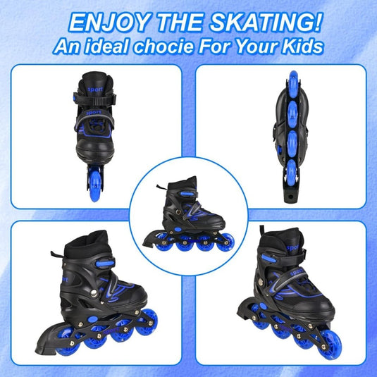 Verstelbare Kinderen inline skates voor Meisjes Jongens Beginners, Inline skates voor Kinderen en Tieners met lichtgevende wielen voor binnen en buiten Sport Paars & Blauw - happygetfit.com