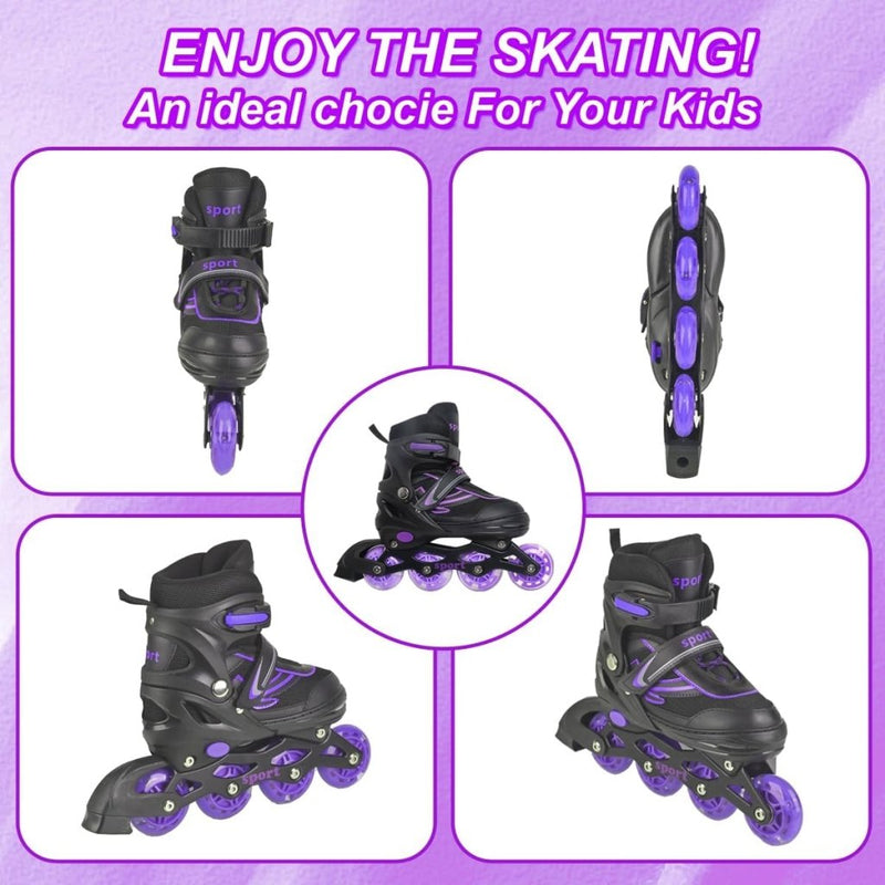 Laad afbeelding in Galerijviewer, Verstelbare Kinderen inline skates voor Meisjes Jongens Beginners, Inline skates voor Kinderen en Tieners met lichtgevende wielen voor binnen en buiten Sport Paars &amp; Blauw - happygetfit.com
