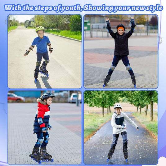 Verstelbare Kinderen inline skates voor Meisjes Jongens Beginners, Inline skates voor Kinderen en Tieners met lichtgevende wielen voor binnen en buiten Sport Paars & Blauw - happygetfit.com