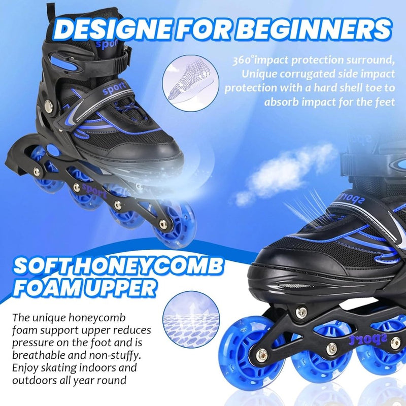 Laad afbeelding in Galerijviewer, Verstelbare Kinderen inline skates voor Meisjes Jongens Beginners, Inline skates voor Kinderen en Tieners met lichtgevende wielen voor binnen en buiten Sport Paars &amp; Blauw - happygetfit.com
