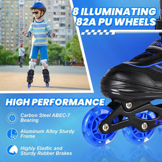 Verstelbare Kinderen inline skates voor Meisjes Jongens Beginners, Inline skates voor Kinderen en Tieners met lichtgevende wielen voor binnen en buiten Sport Paars & Blauw - happygetfit.com