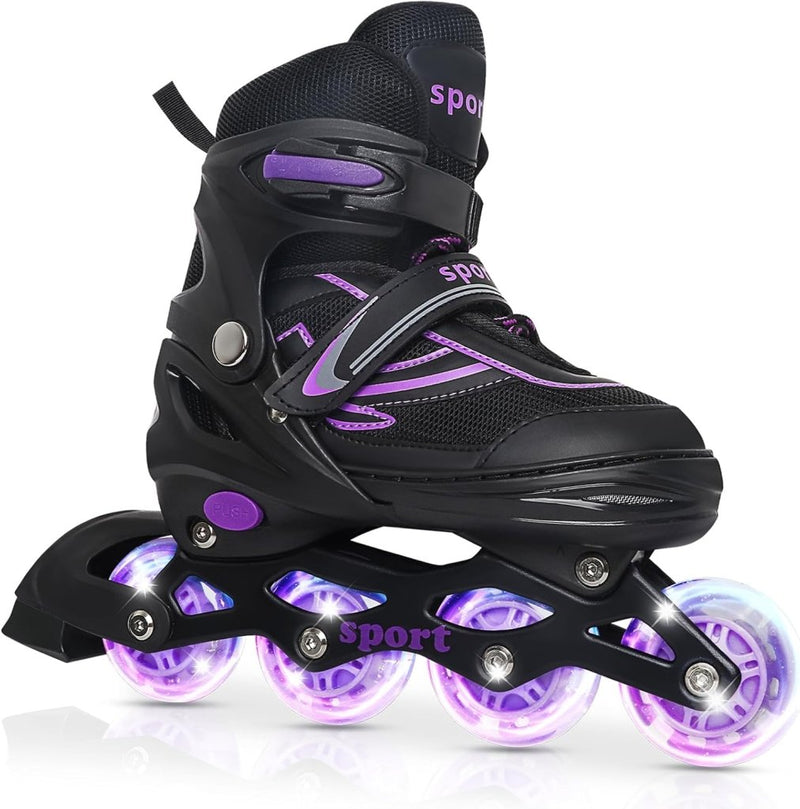 Laad afbeelding in Galerijviewer, Verstelbare Kinderen inline skates voor Meisjes Jongens Beginners, Inline skates voor Kinderen en Tieners met lichtgevende wielen voor binnen en buiten Sport Paars &amp; Blauw - happygetfit.com
