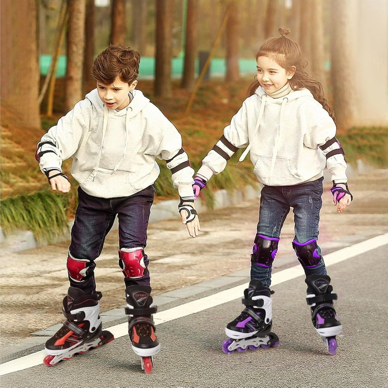 Laad afbeelding in Galerijviewer, Verstelbare Kinderen inline skates voor Meisjes Jongens Beginners, Paars &amp; Rood Inline skates voor Kinderen en Tieners met lichtgevende wielen voor binnen en buiten Sport - happygetfit.com
