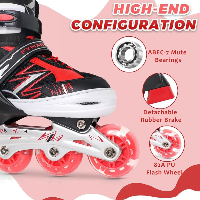 Laad afbeelding in Galerijviewer, Verstelbare Kinderen inline skates voor Meisjes Jongens Beginners, Paars &amp; Rood Inline skates voor Kinderen en Tieners met lichtgevende wielen voor binnen en buiten Sport - happygetfit.com
