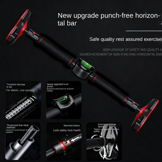 Verstelbare optrekstang 70-100 cm zonder boren met waterpas – pull-up bar – krachttraining - happygetfit.com