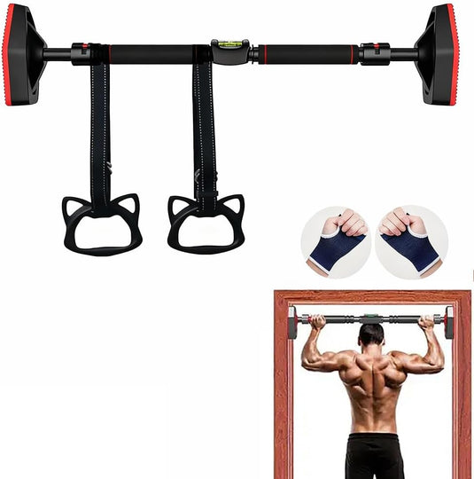 Verstelbare optrekstang 70-100 cm zonder boren met waterpas – pull-up bar – krachttraining - happygetfit.com