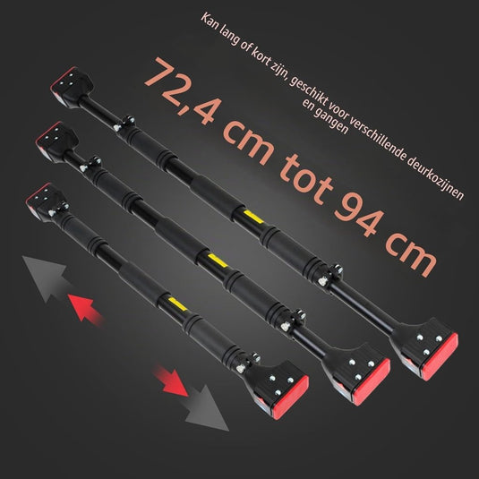 Verstelbare optrekstang voor deurkozijn 70-99 cm tot 150 kg rood – pull-up bar – krachttraining - happygetfit.com