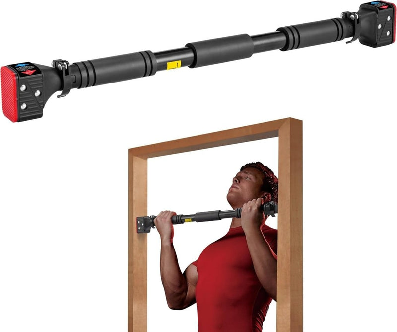 Laad afbeelding in Galerijviewer, Verstelbare optrekstang voor deurkozijn 70-99 cm tot 150 kg rood – pull-up bar – krachttraining - happygetfit.com
