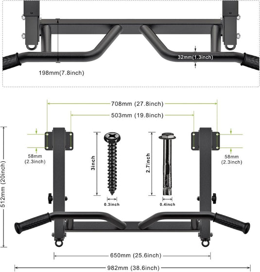Verstelbare optrekstang voor plafondmontage met 4 gripposities tot 181 kg – pull-up bar – krachttraining - happygetfit.com