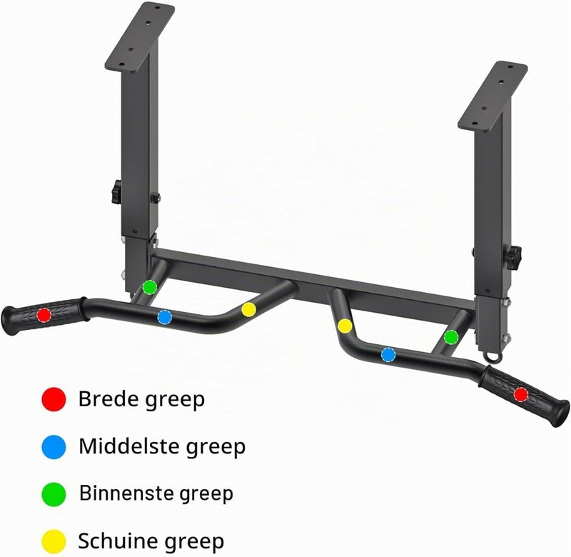Laden Sie das Bild in Galerie -Viewer, Verstelbare optrekstang voor plafondmontage met 4 gripposities tot 181 kg – pull-up bar – krachttraining - happygetfit.com
