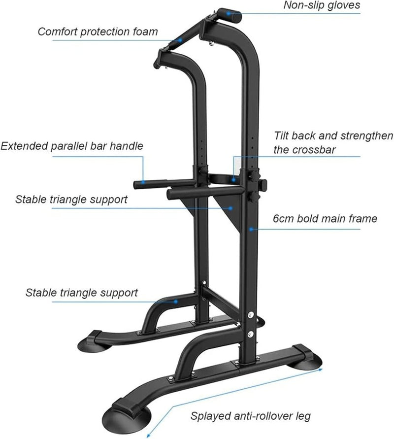 Laad afbeelding in Galerijviewer, Verstelbare power tower 165-210 cm met optrekstang en dipstation – krachtstation – fitnessrek - happygetfit.com
