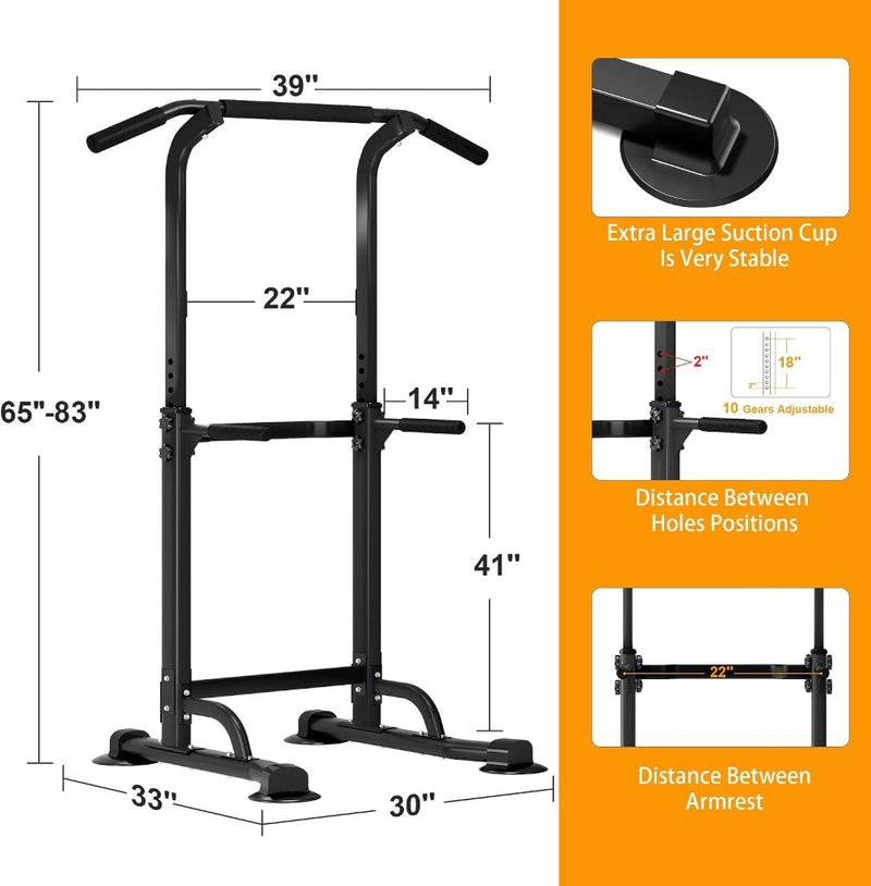Laad afbeelding in Galerijviewer, Verstelbare power tower 165-210 cm met optrekstang en dipstation – krachtstation – fitnessrek - happygetfit.com
