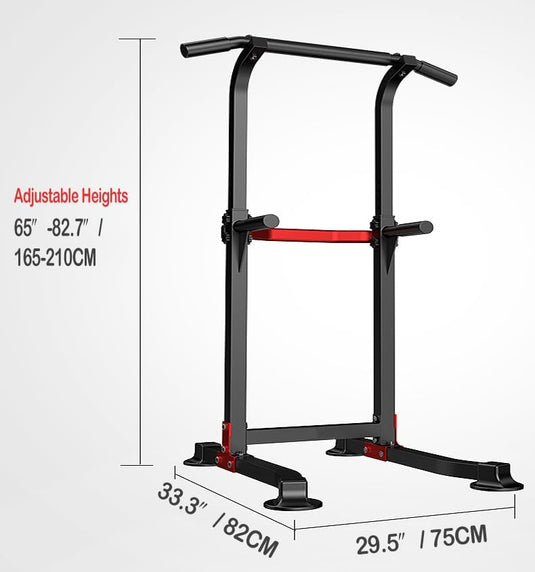 Verstelbare power tower met optrekstang en dip station tot 150 kg – krachtstation – pull-up bar - happygetfit.com