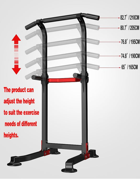 Verstelbare power tower met optrekstang en dip station tot 150 kg – krachtstation – pull-up bar - happygetfit.com