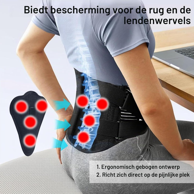 Bild im Galerie-Viewer laden, Verstelbare rugbrace maat L met metalen steunstangen en ademende lendensteun – rugbandage – onderrug ondersteuning - happygetfit.com
