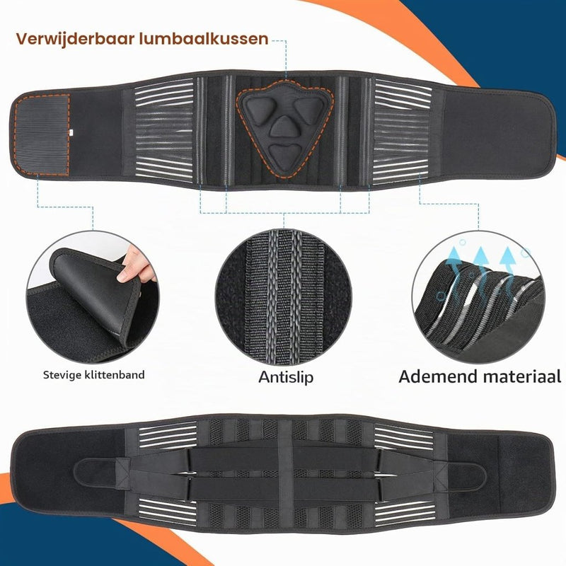 Bild im Galerie-Viewer laden, Verstelbare rugbrace maat L met metalen steunstangen en ademende lendensteun – rugbandage – onderrug ondersteuning - happygetfit.com
