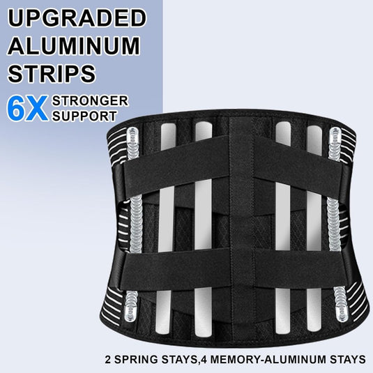 Verstelbare rugbrace maat L met metalen steunstangen en ademende lendensteun – rugbandage – onderrug ondersteuning - happygetfit.com