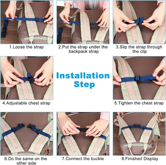 Verstelbare rugzak borstband set met snelgesp en veiligheidskoord – borstriem – outdoor accessoires - happygetfit.com