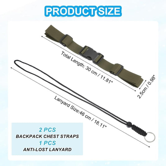 Verstelbare rugzak borstband set met snelgesp en veiligheidskoord – borstriem – outdoor accessoires - happygetfit.com
