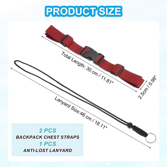 Verstelbare rugzak borstband set met snelgesp en veiligheidskoord – borstriem – outdoor accessoires - happygetfit.com