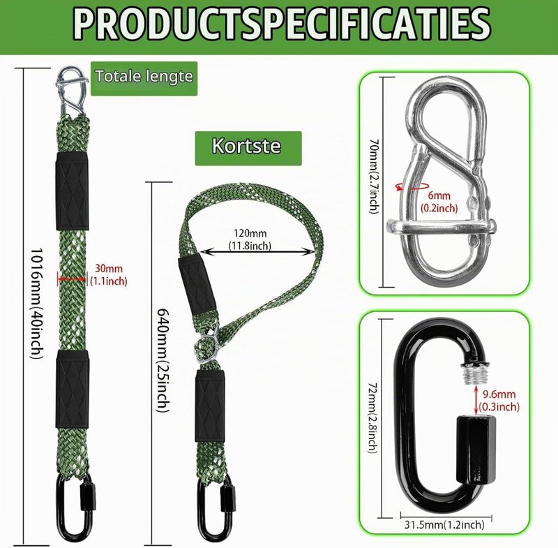 Chargez l'image dans la visionneuse de la galerie, Verstelbare schommelband 101 cm met karabijnhaak tot 363 kg – ophangriem – schommel accessoires - happygetfit.com
