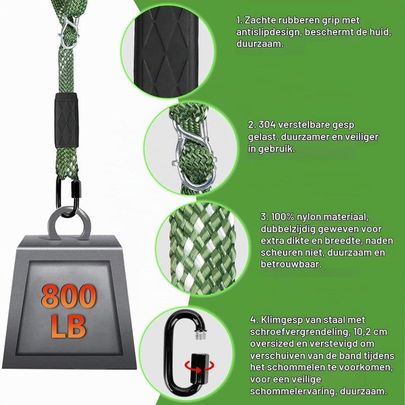 Chargez l'image dans la visionneuse de la galerie, Verstelbare schommelband 101 cm met karabijnhaak tot 363 kg – ophangriem – schommel accessoires - happygetfit.com
