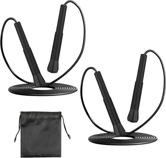 Verstelbare springtouwen set van 2 stuks zwart - happygetfit.com