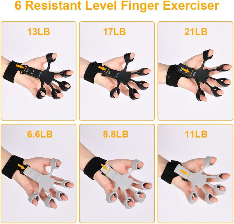 Bild im Galerie-Viewer laden, Verstelbare vingertrainer met polsband en siliconen weerstandslussen – vingerstrekkers – handspiertraining - happygetfit.com
